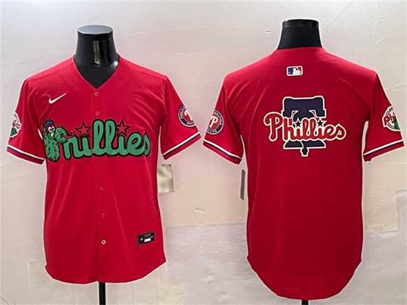 Men%27s Philadelphia Phillies Team Big Logo Red Phanatic Limited Stitched Jersey->philadelphia phillies->MLB Jersey